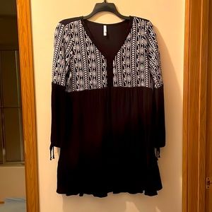 Xhilaration Black & White Embroidered Dress